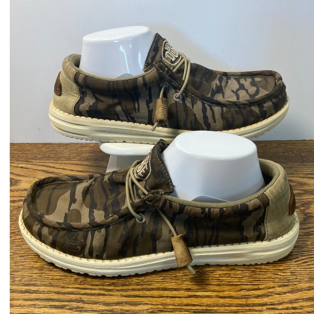 Hey Dude Wally Mossy Oak Bottomland Camo Men's Size 8 Brown Loafers Shoes OBL